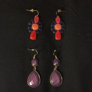 2-set of colorful dangley gemstone earrings